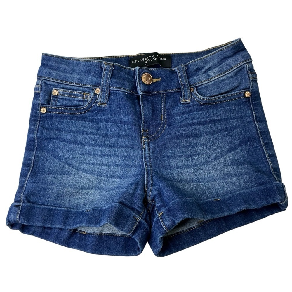 Girls Shorts Clothing Bundle Lot of 3 Blue Denim Black Polka Dot Turquoise Sz 8 - Picture 2 of 13